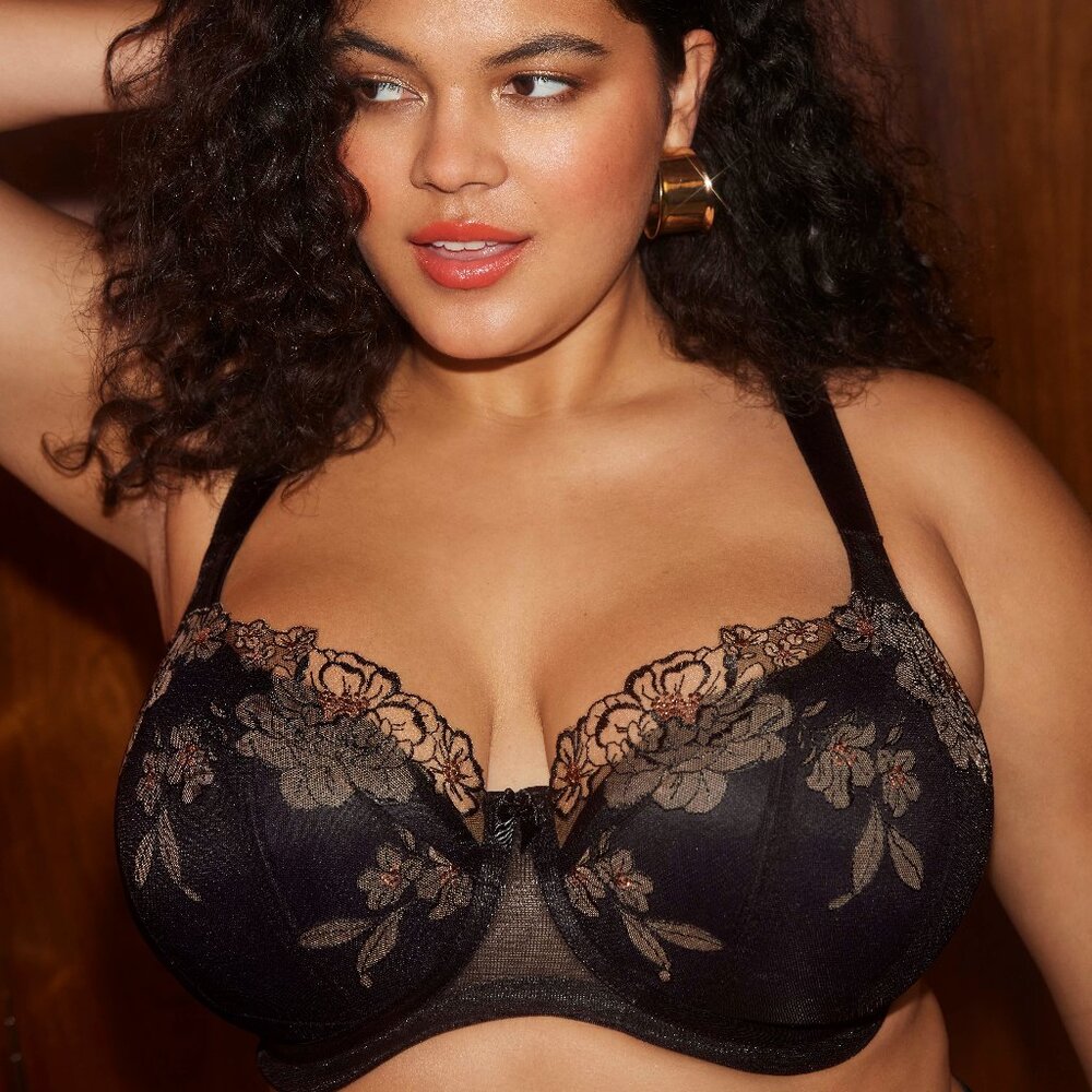 NWT Elomi Teagan Padded Half Cup Bra- black/ almond
